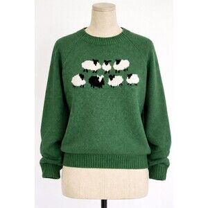 Black Sheep Knit Sweater Size Large Green Mock Neck Preppy Pullover